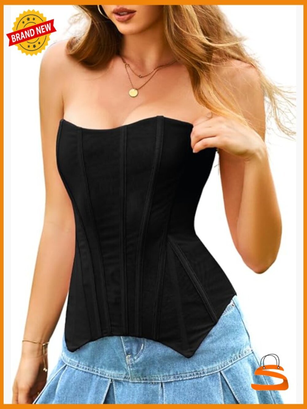 Strapless Tube Corset Top Boned Shapewear Sheer Mesh Bustier Going Out Concert